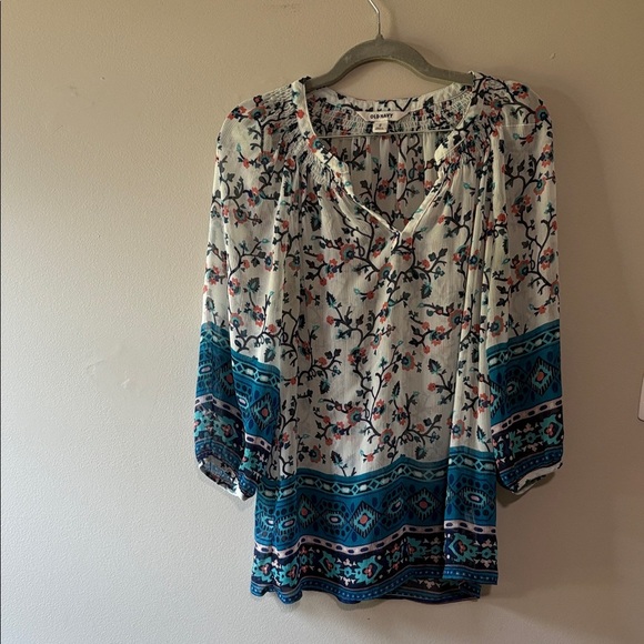 Old Navy Floral Blouse - Multicolor Sheer Size M - Picture 1 of 8